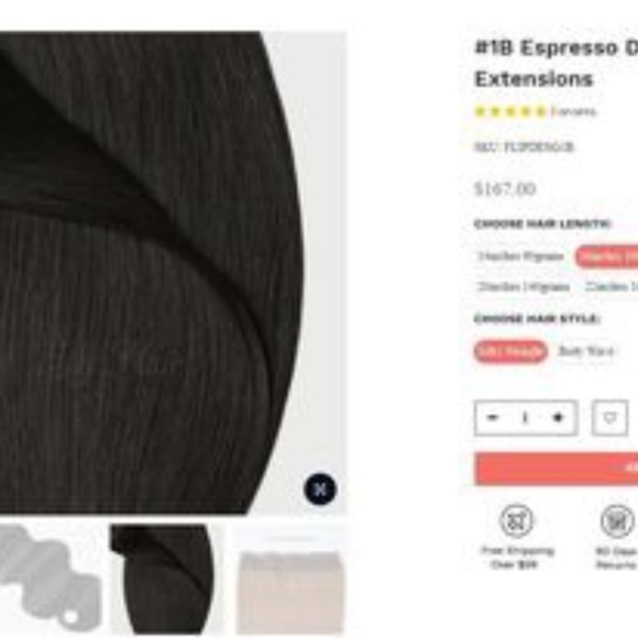 18" Dark Brown 100% Human Hair Extension Weft (halo) - Picture 4 of 4